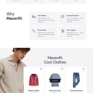 Mavenfit - Men Clothing Brand Shop WooCommerce Elementor Template Kit