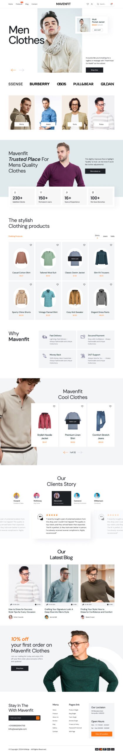 Mavenfit - Men Clothing Brand Shop WooCommerce Elementor Template Kit